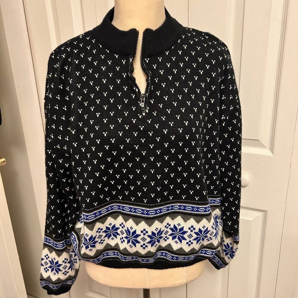 Vintage Nuggets Black and White Fair Isle Women's Holiday/Christmas Sweater